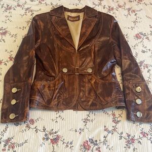 Vintage Banny Pel 2-tone leather jacket with pockets